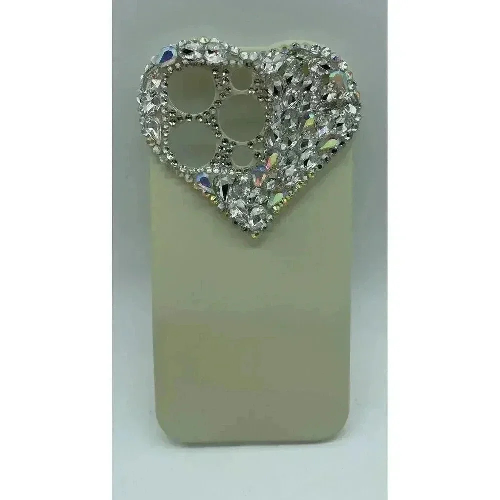 3D Rhinestone Heart Bling Case for iPhone 14 Pro Shockproof Soft TPU